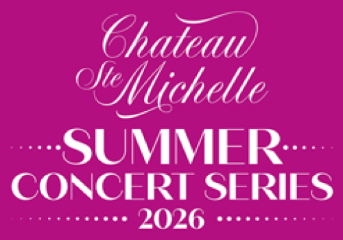 A purple promotional image for Château Ste Michelle's 2026 Summer Concert Series.