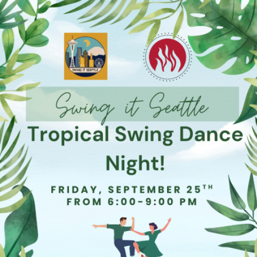 A tropical swing dance night in Seattle happening on September 25th from 6-9 PM at Sparkman Cellars, organized by a local community group.